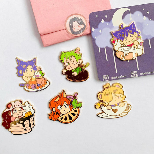 Straw Cat Cafe Enamel Pin